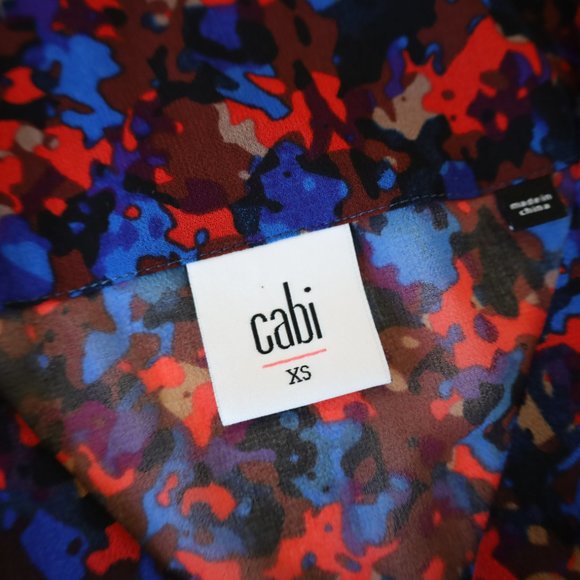 CABI Size XS Bonus Blouse Multicolor Style # 3428 Black red blue - Picture 3 of 10